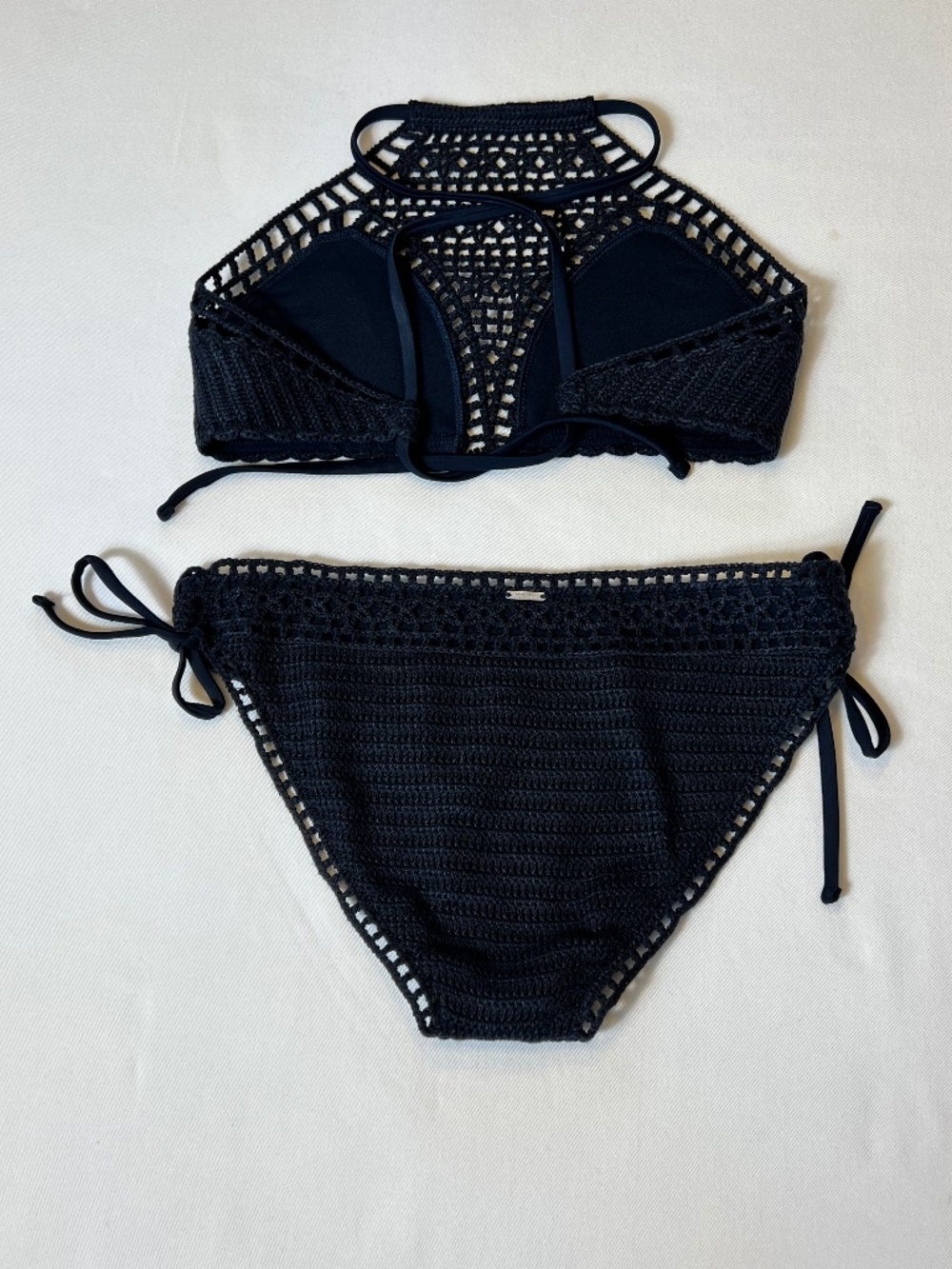 Abercrombie and Fitch Crochet Bikini Set Navy Blue - Picture 7 of 11